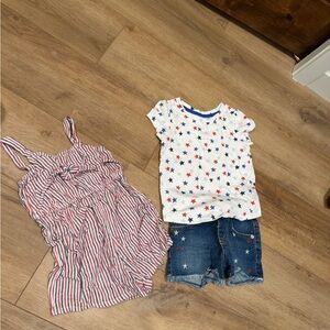 Girls Kids Star Print T-Shirt and Striped Romper Set